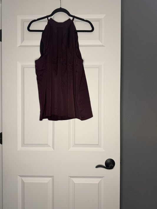 Ann Taylor Sleeveless Blouse Plum Xl Button Back Nwt 