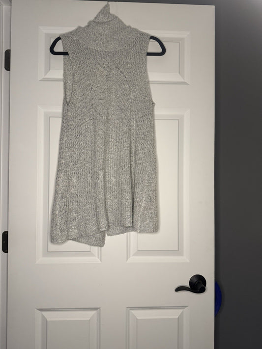 Hem And Thread Sleeveless Sweater Medium Open Back Gray Mix Nwt 