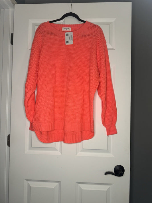 Zenana Neon Orange Knit Sweater 2x Nwt