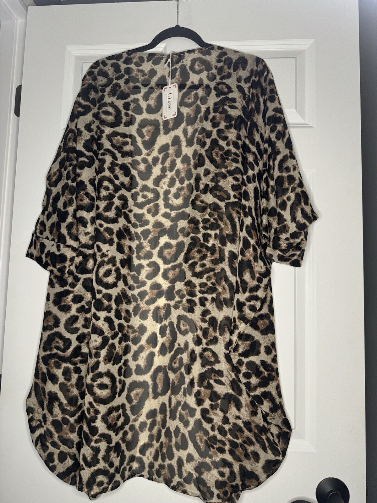 L Love One Size Kimono Black  Brown Taupe Animal Print Nwt 