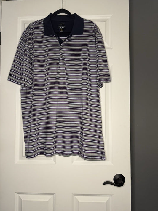Greg Norman Ml75 Stretch Polo Xxl Grey Purple Blue Black Stripe