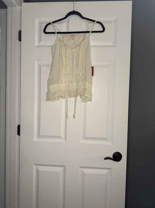 Mossimo Sleeveless Top Ivory W Lace XS Nwt 