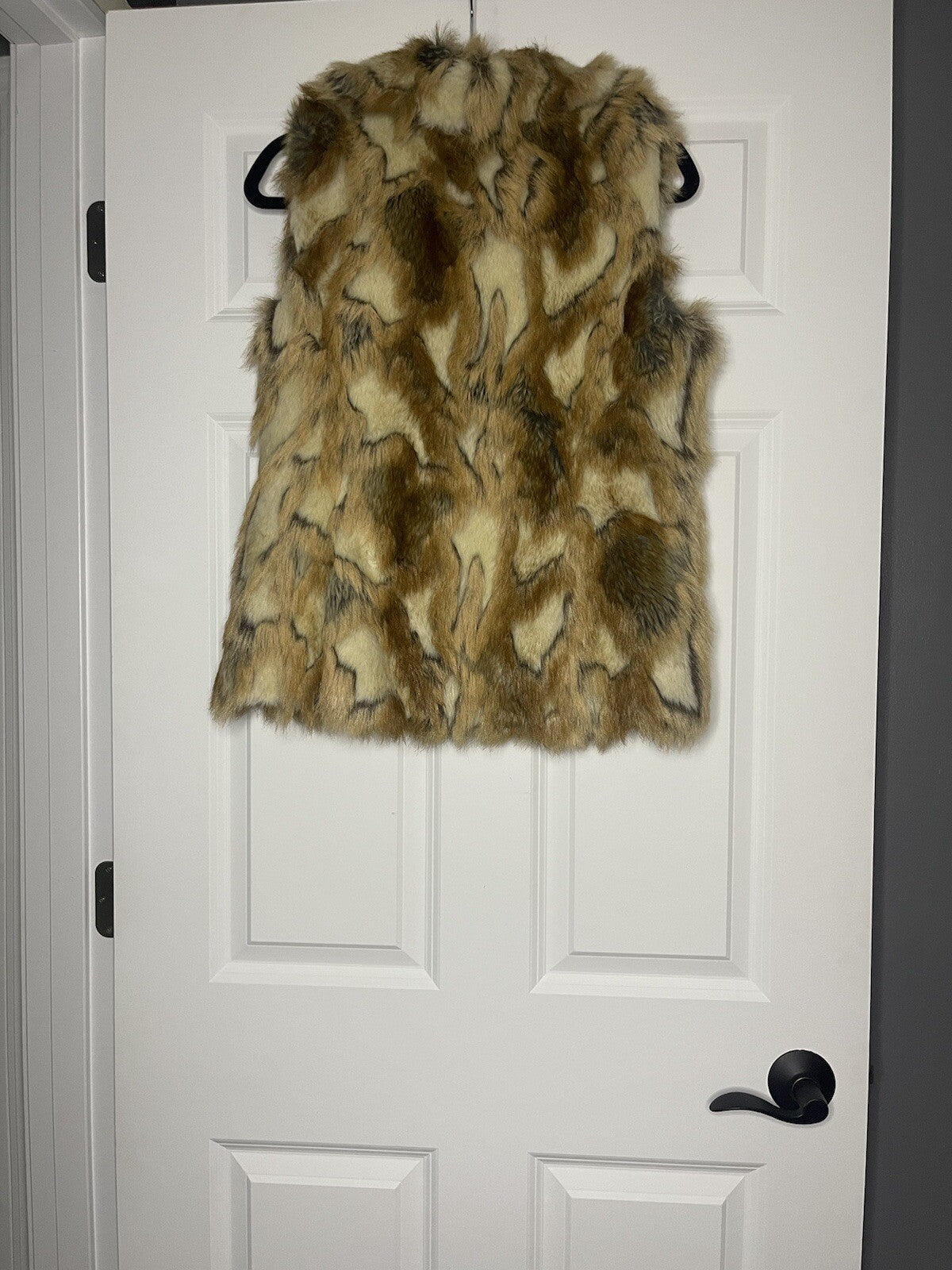 Rachel Zoe XS faux fur vest brown beige black