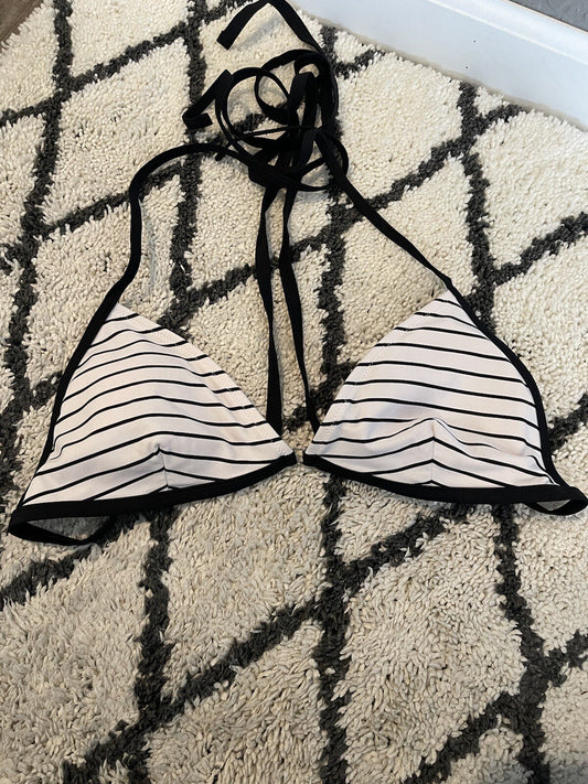 Cupshe 2 Piece Bikini Large White W Black Stripe New With Tags 