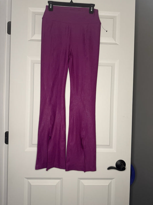 Mono B Fuscia Metallic Leggings With Slit In Front Large