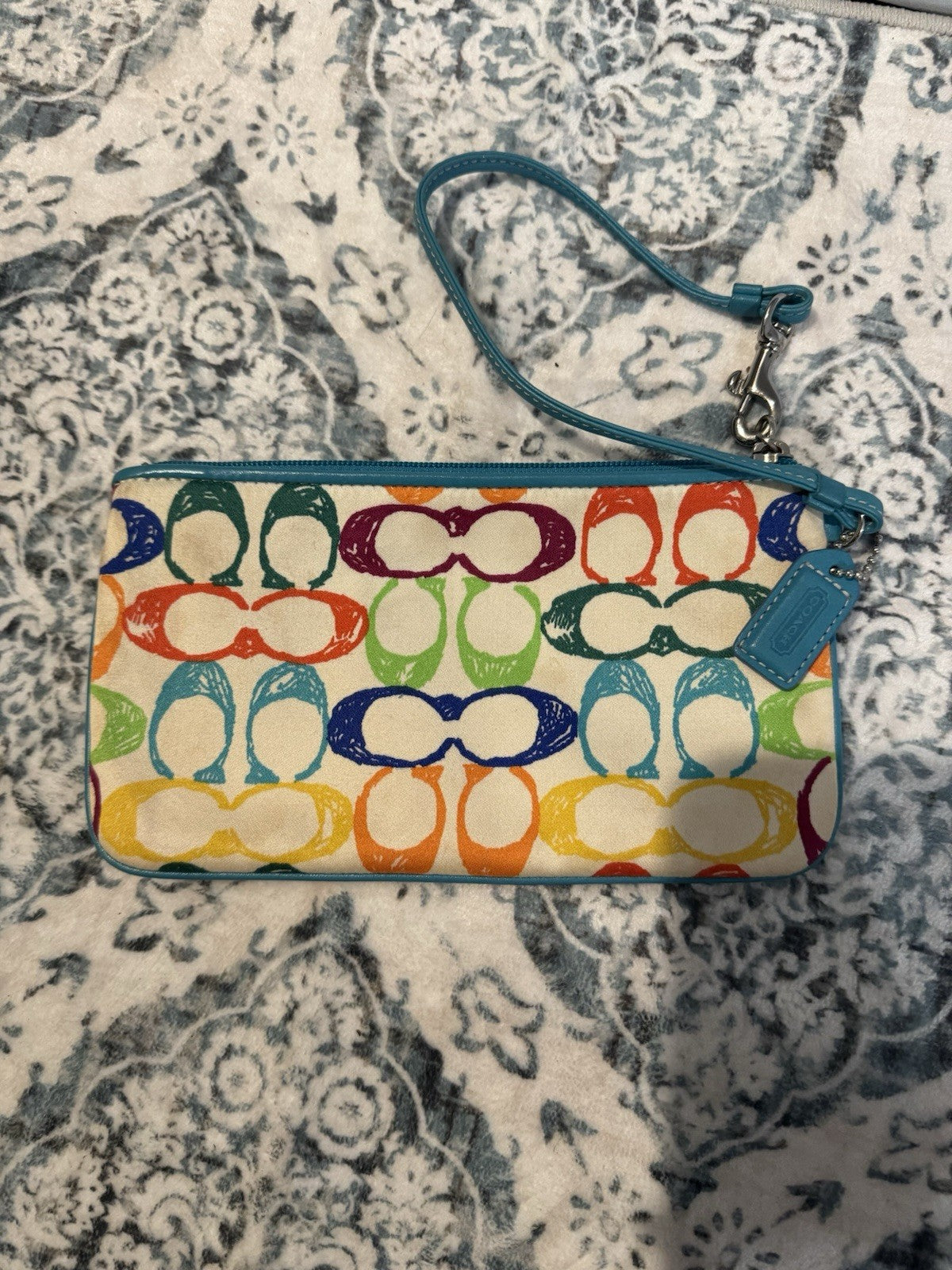 Coach Wristlet Blue Orange Green Purple 