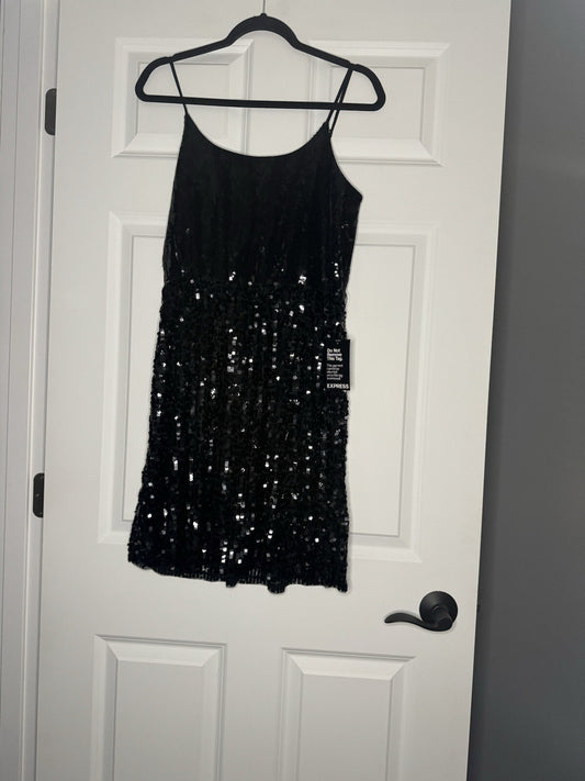 Express Sleeveless Dress Black All Sequins Nwt Msrp 108￼