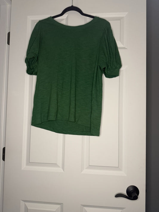 Chicos Short Sleeve Poofy Sleeve Blouse Green Size 2 