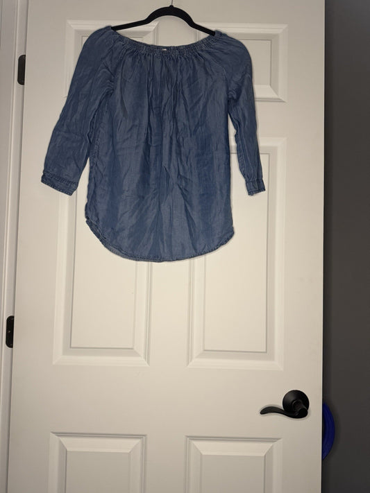 Beach Lunch Lounge 3/4 Sleeve XS Top Blue 