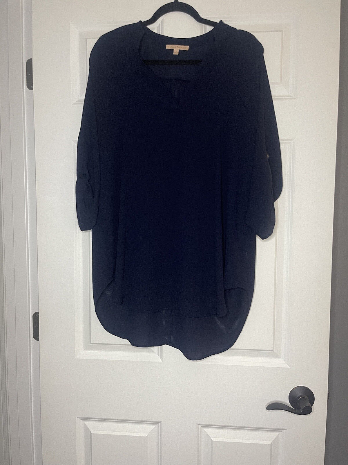 Gibson Latimer 3/4 Sleeve Blouse Large Navy 
