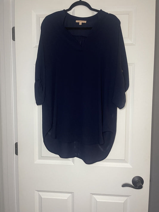 Gibson Latimer 3/4 Sleeve Blouse Large Navy 