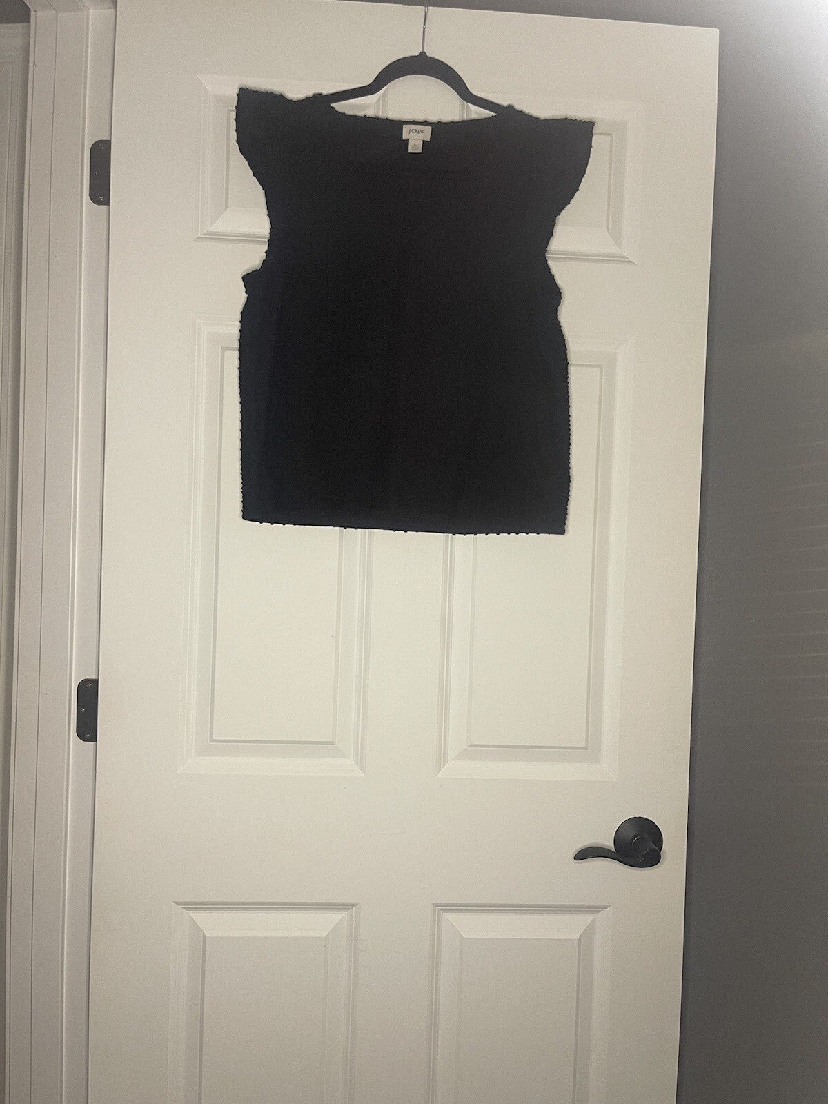 J Crew Short Sleeve Blouse Black W Polka Dot Balls Large