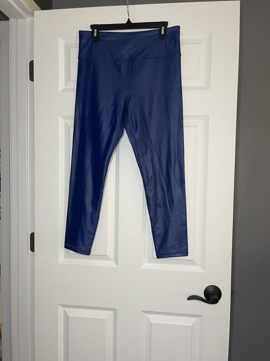 Zyia Active 7/8 Leggings Blue Metallic 14-16 New Without Tags