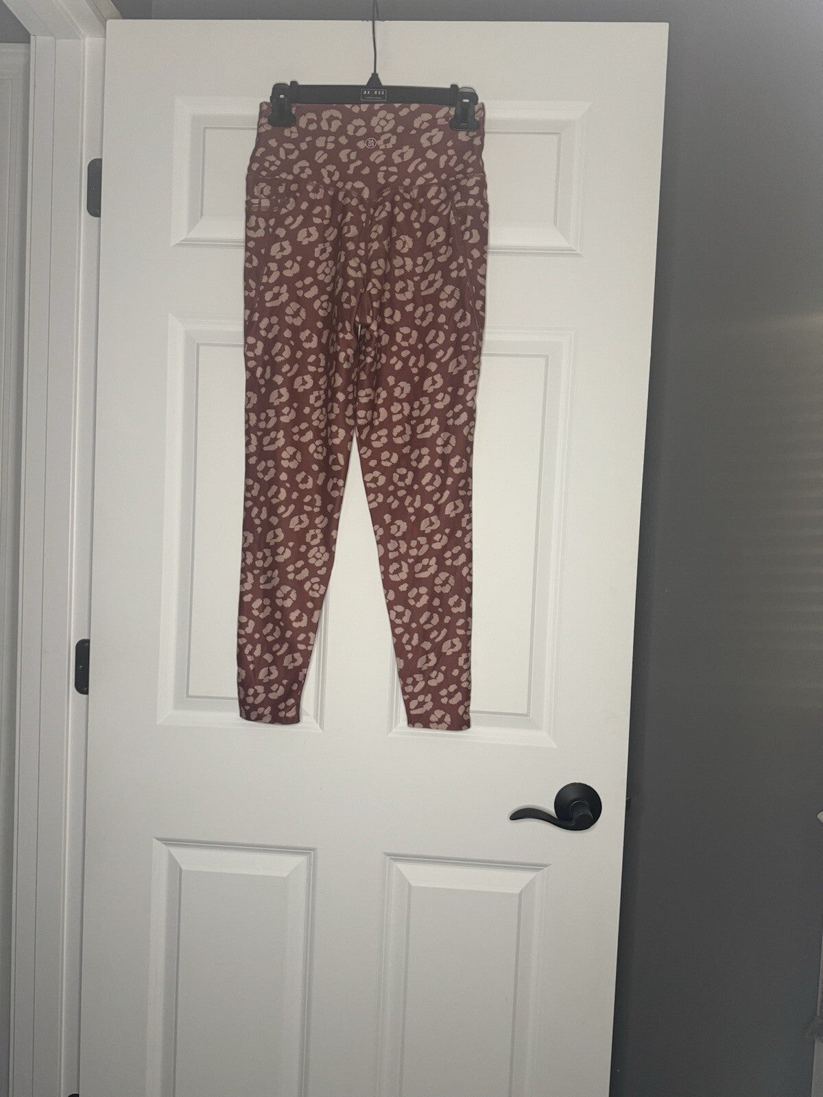 Sage 2 Piece Activewear Outfit Small Bra And Leggings Rust W Beige Print 