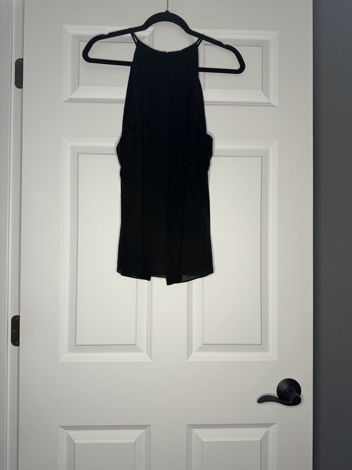 White House Black Market Sleeveless Blouse Black With Beading Large