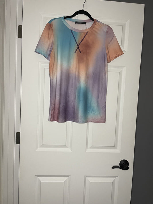 Merokeety 2 piece pajama set medium mauve blue purple tie dye