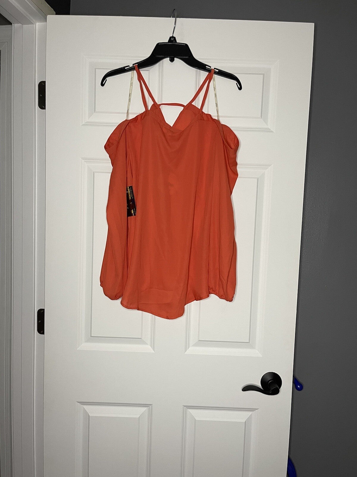 Hayden blouse medium with cut out shoulders reddish orange NWT