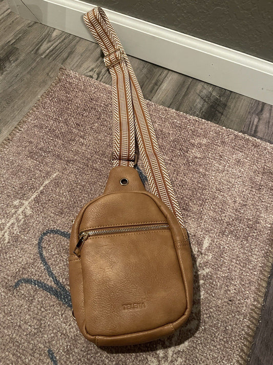 Telena Shoulder Bag Brown White Brown Strap 