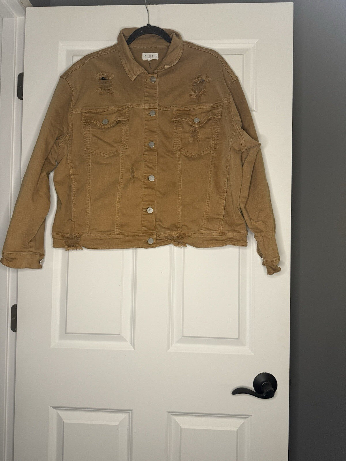 Risen Jean Jacket Distressed 1xl Brown 