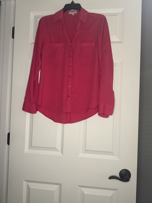 Express The Portofino Shirt Slim Fit Button Up Pink Small