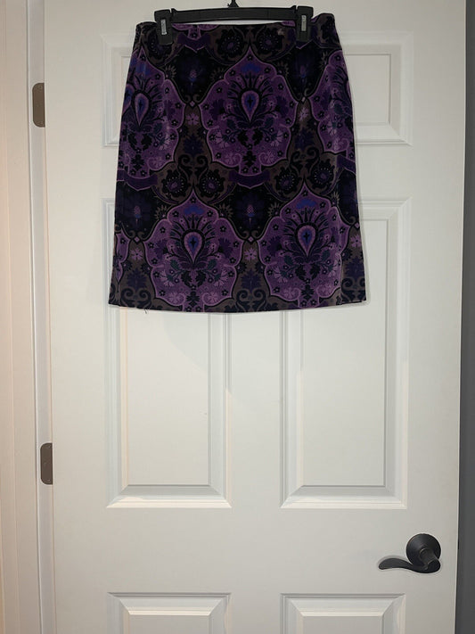 Harolds skirt size 4 purple violet taupe floral print