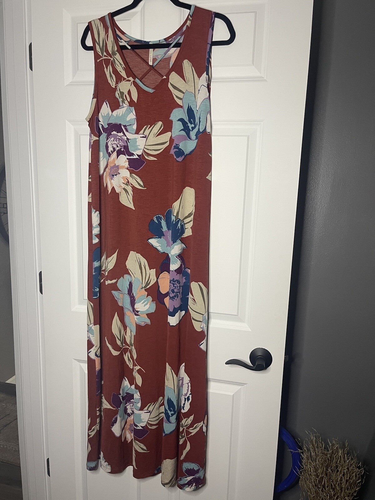 Lime n chili sleeveless dress large red rust w multicolor floral 