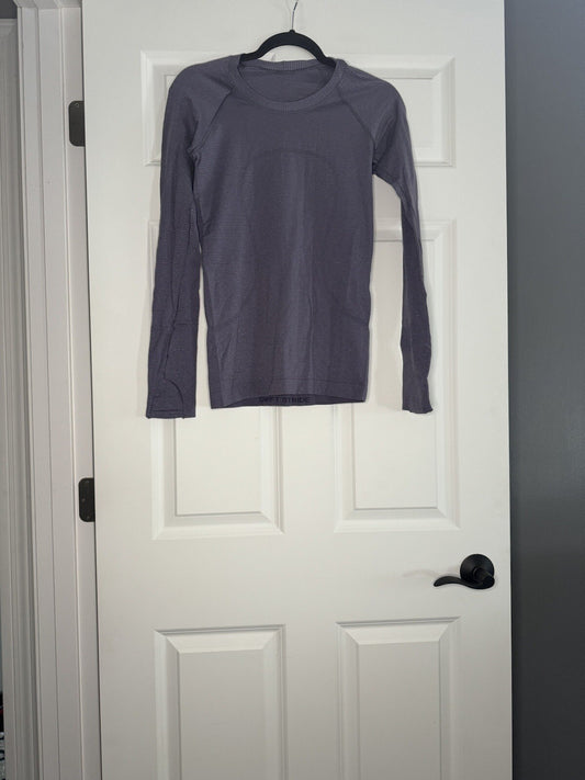 Lululemon Long Sleeve Shirt Purple Silver Stripe Size 6
