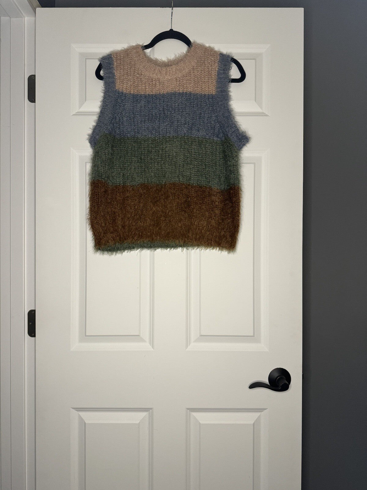 Promesa Sleeveless Sweater Medium Brown Blue Green Taupe 