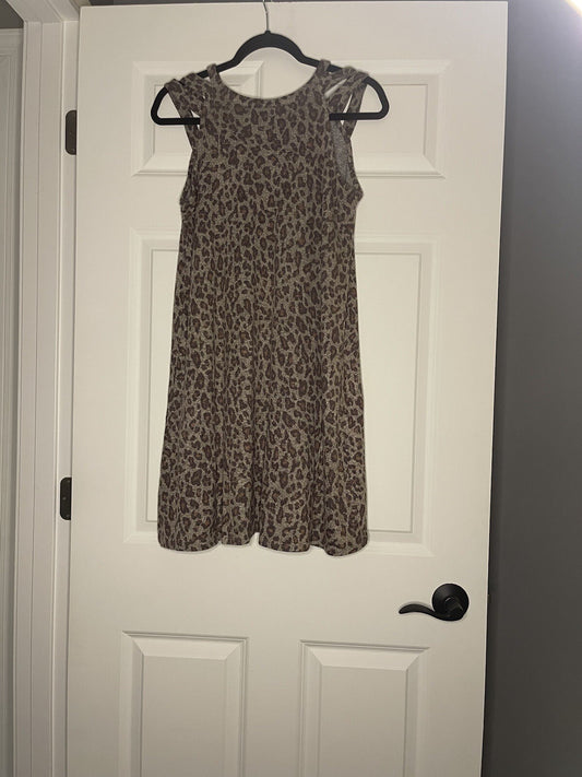 Maurice’s Sleeveless Dress Taupe Brown Animal Print Medium Nwt 