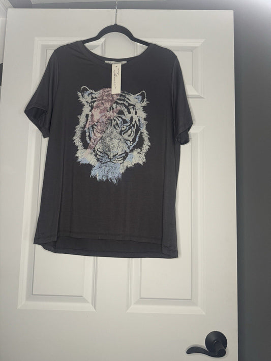 Vintage Havana Short Sleeve Shirt Medium Gray W Multicolor Graphic Nwt 