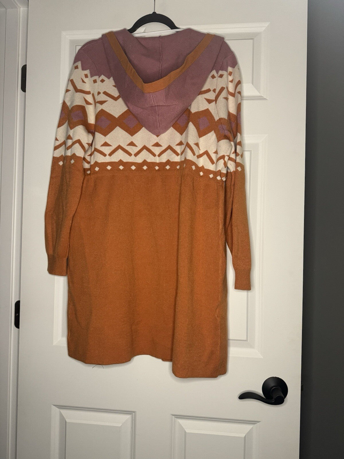Torrid Hooded Cardigan Size 0 Large 12 Mauve Orange Cream Print Nwt 89.50