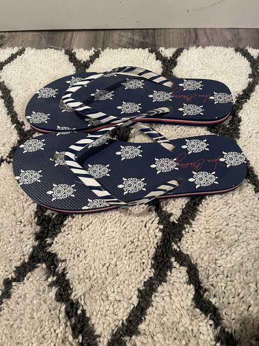 Vera Bradley Flip Flops Navy And White Size Large