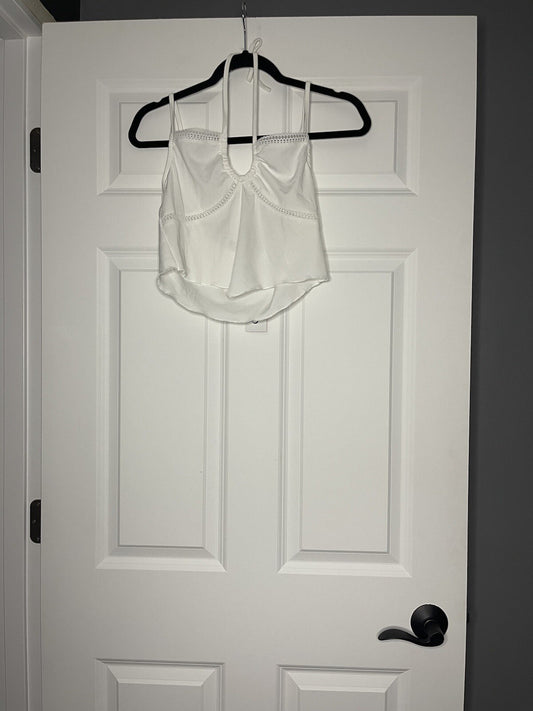 Cider sleeveless cropped blouse white ribbed xl NWT 