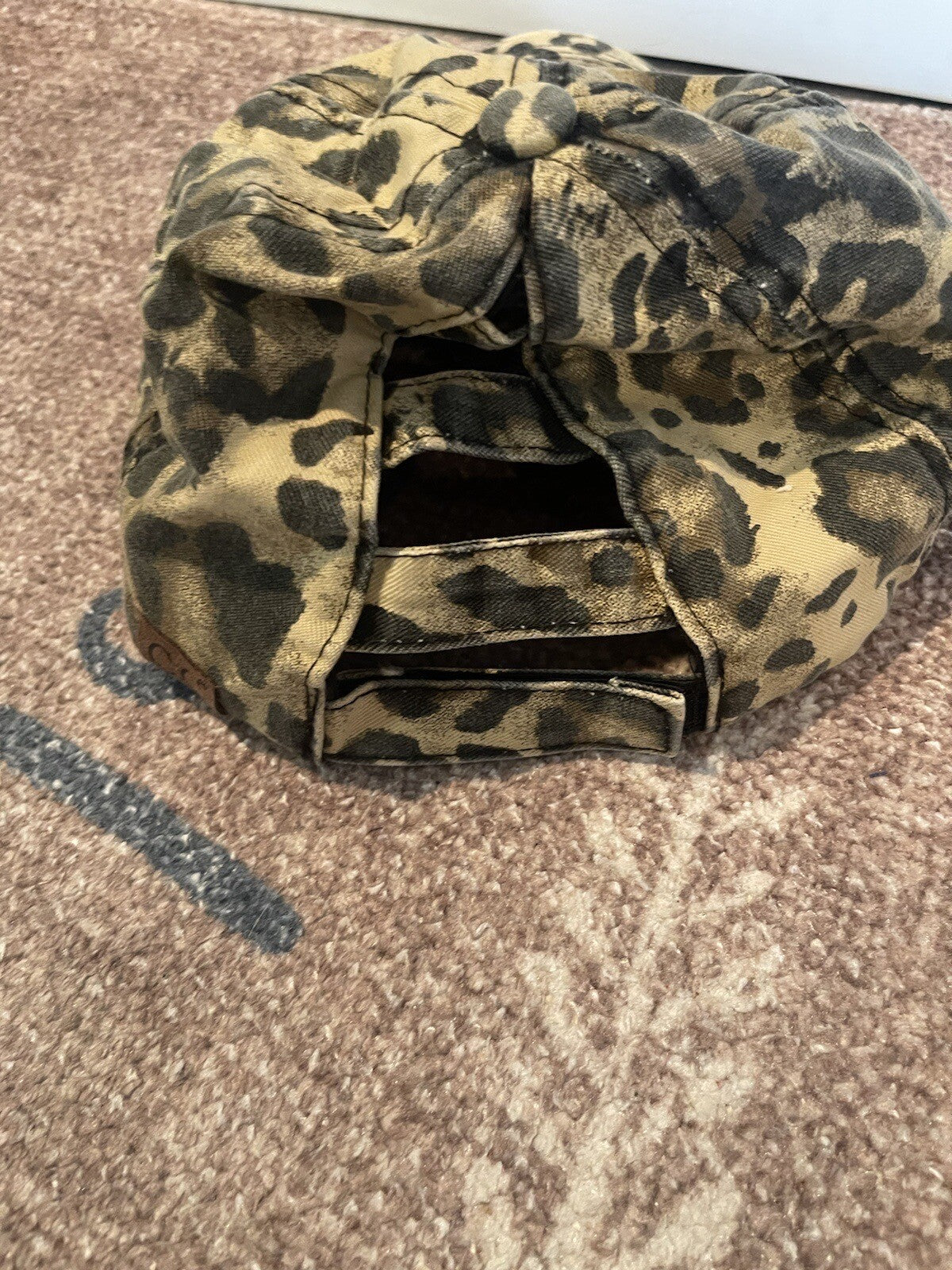 Cc Distressed Baseball Cap Brown Black Animal Print