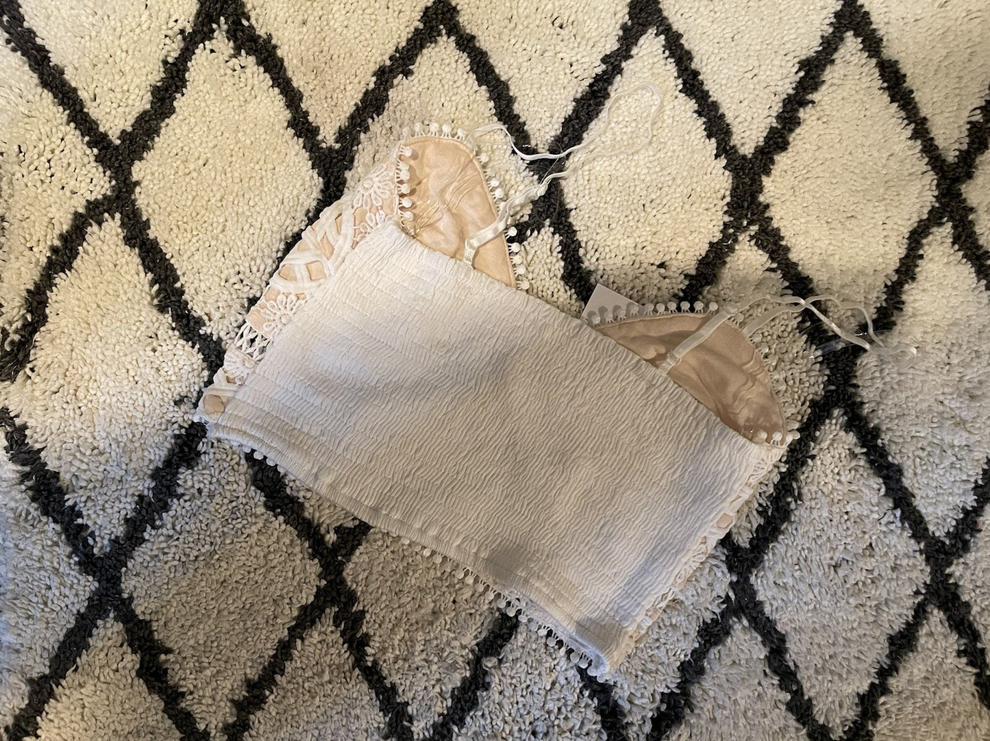 Listicle henley crochet lace bralette small white beige NWT