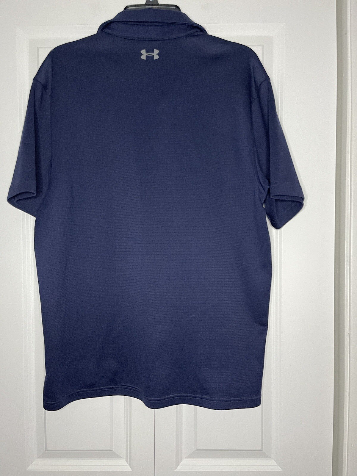 Mens under armour short sleeve polo large navy loose heat gear 