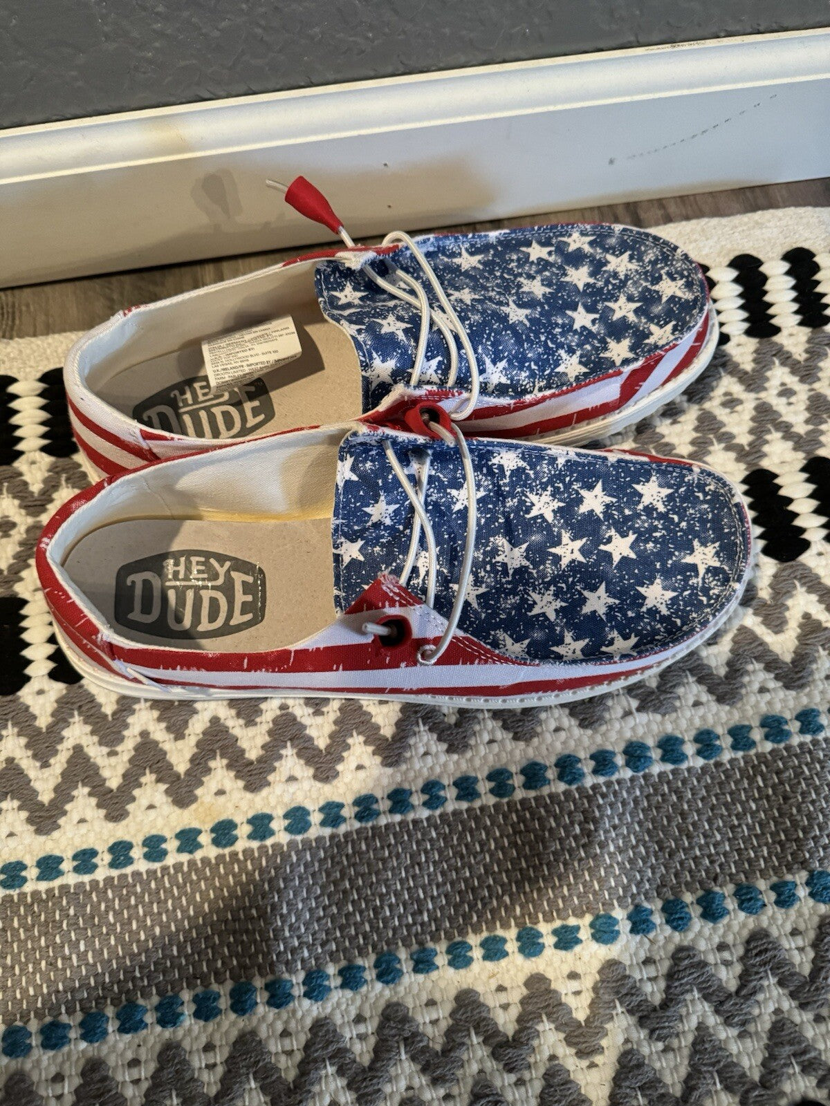 Hey Dudes American Flag Size 10 Brand New