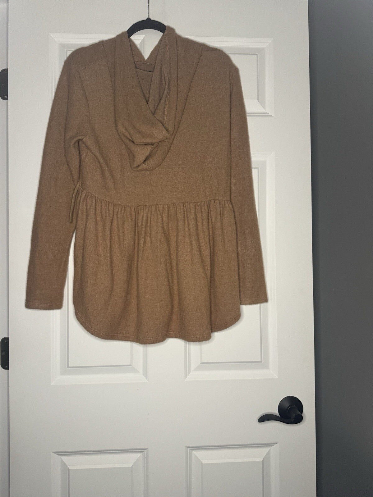 Bombom Hooded Long Sleeve Blouse Xl Flowy Bottom Brown