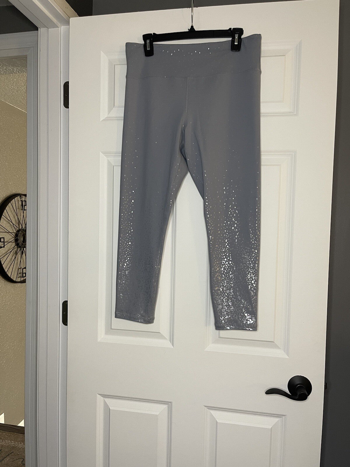 Zyia Active 7/8 Legging Size 14-16 Gray With Silver Sparkle 