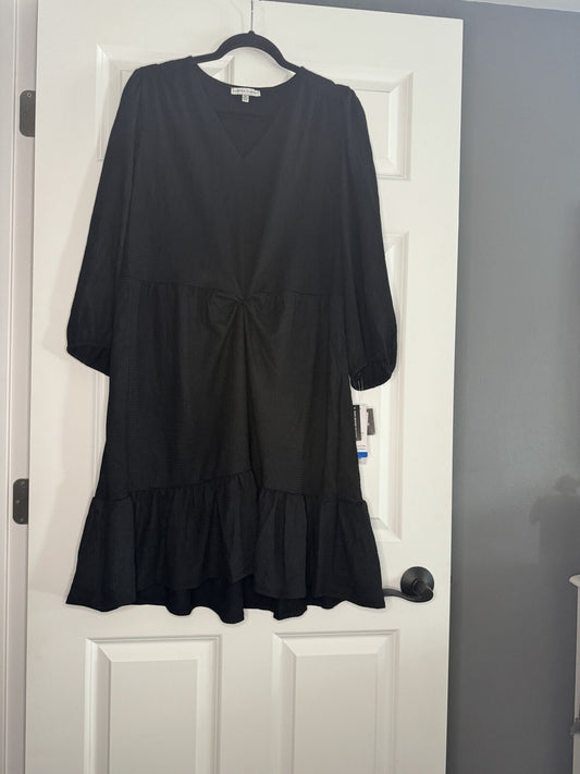 Sandra Darren Dress Black Style 76893BK Xl Nwt