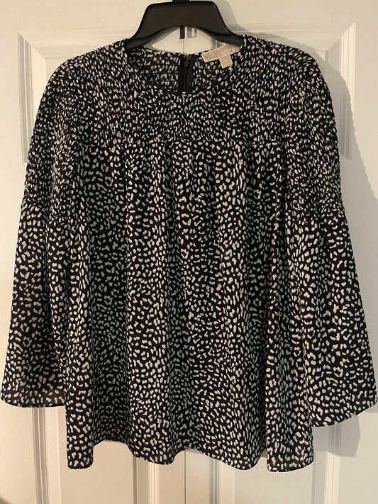 Michael Kors blouse black and white print medium