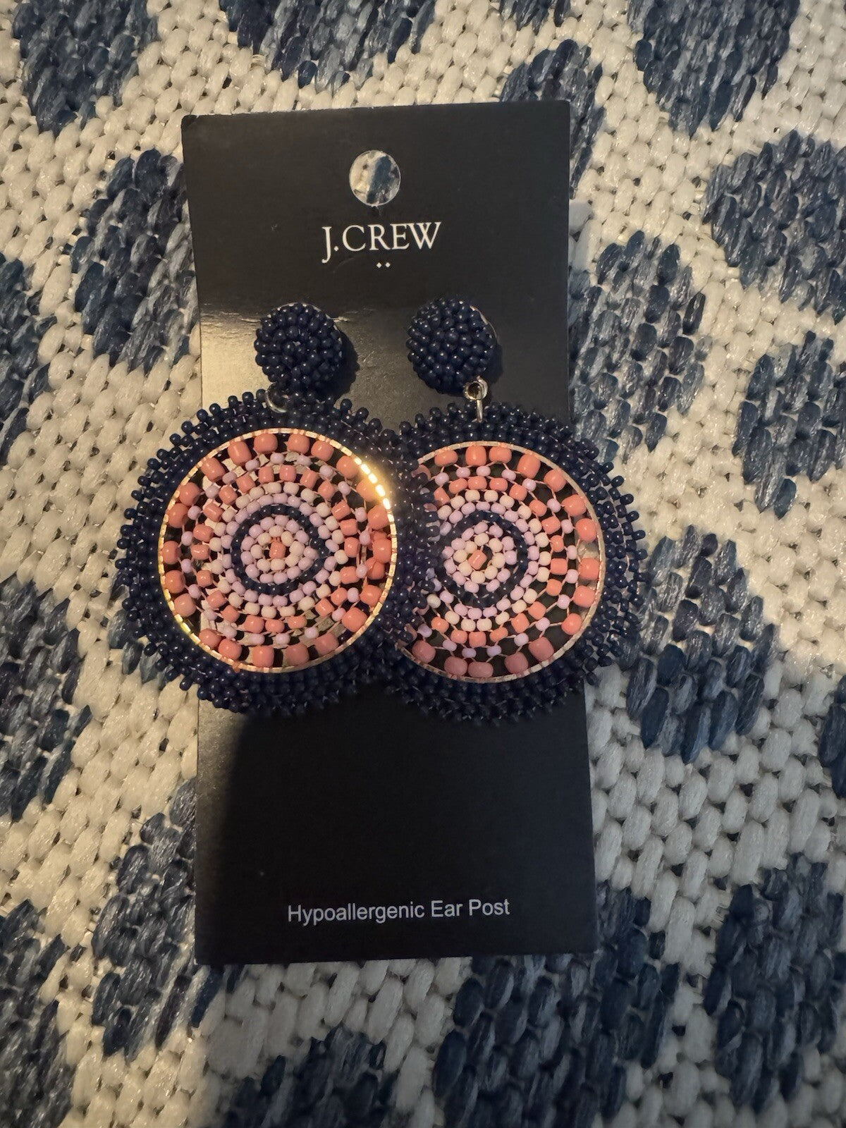 J Crew Earrings Beaded Blue With Peach Lavender Nwt 49.50