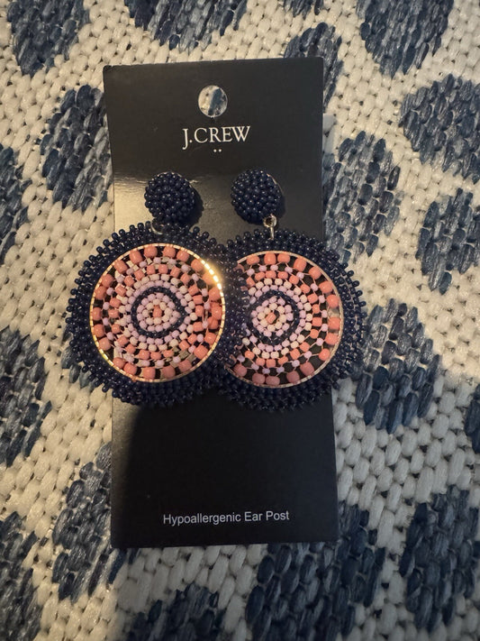 J Crew Earrings Beaded Blue With Peach Lavender Nwt 49.50