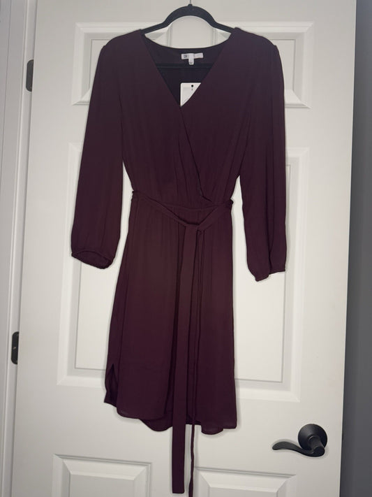 Dr2 Long Sleeve Dress W Belt Large Plum Nwt 
