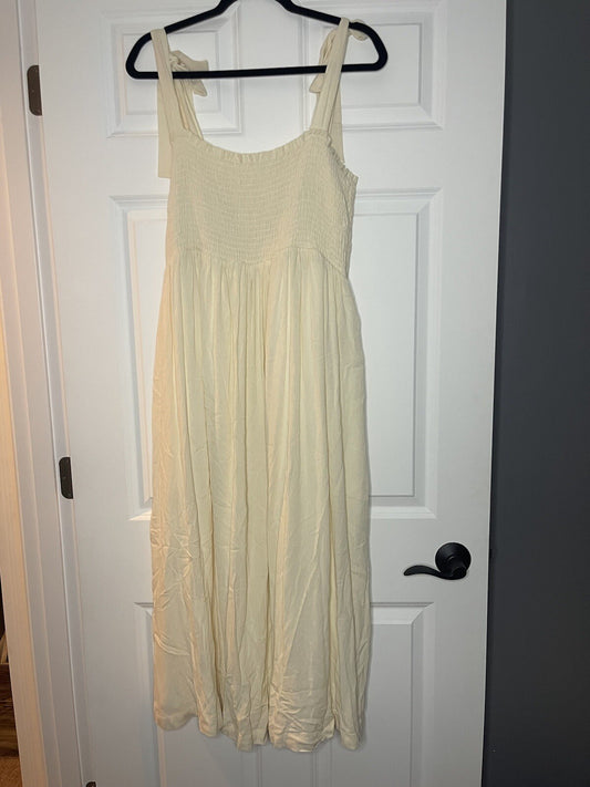 Hello Mia sleeveless tie strap dress xl cream NWT