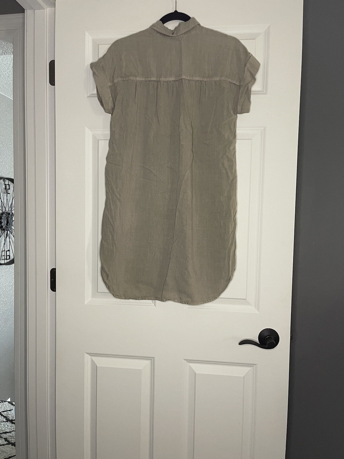 Cloth And Stone Button Up Dress XS Taupe Shorter In Front 