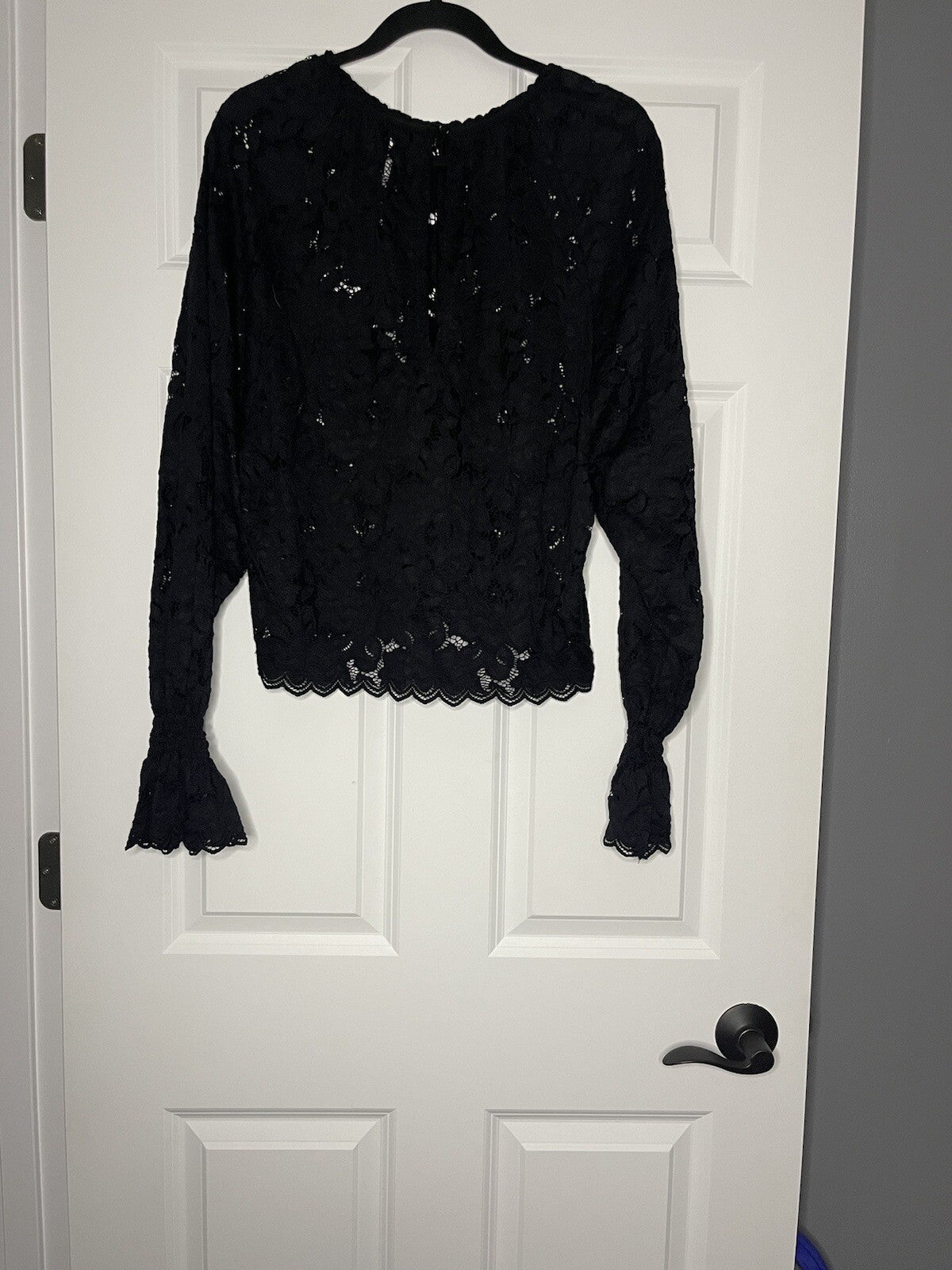 Free people long sleeve lace blouse black Small