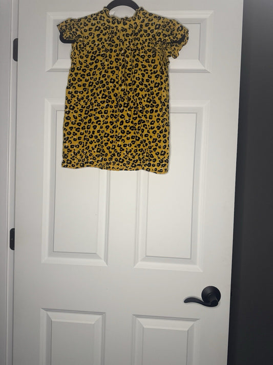Thml Short Sleeve Blouse XS Black White Yellow Animal Print 
