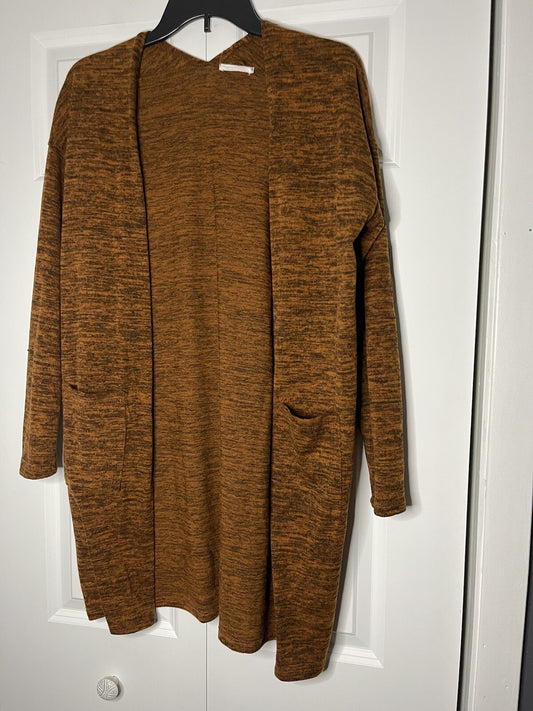 Reborn J cardigan sweater orangish brown small with pockets