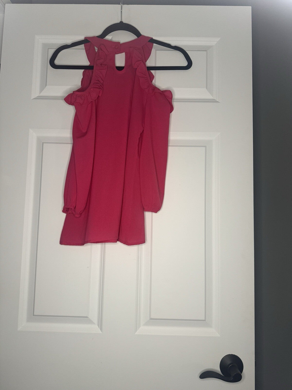 Altar’d State Small Blouse With Cut Out Shoulders Ruffle Pink 